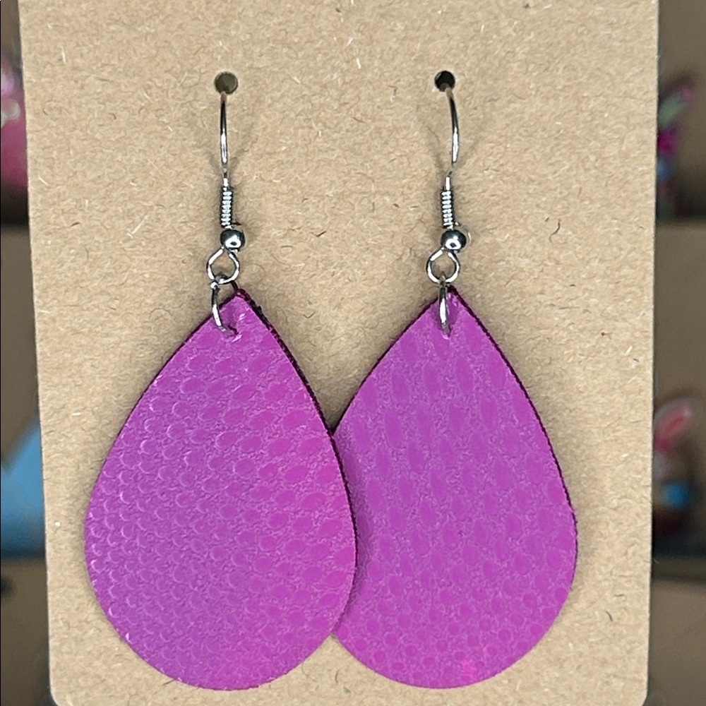 Mini Faux Leather Teardrop Earrings Fashion Jewelry - Picture 5 of 5